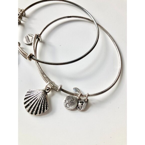 Lot of 3 ALEX & ANI Path of Life Silver & Rose Gold Charm Wire Bangle Bracelets - Picture 7 of 14